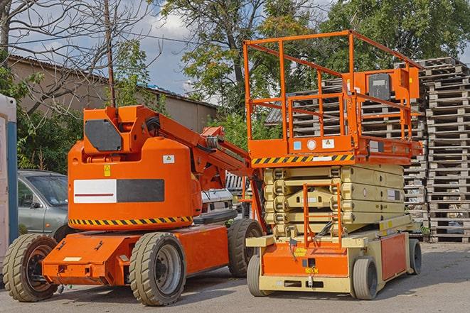 forklift lifting materials in a shipping warehouse in Cedar Lake, IN